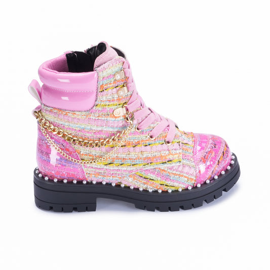 Mini Chelsea Combat Boot - Big Kids Pink Multi