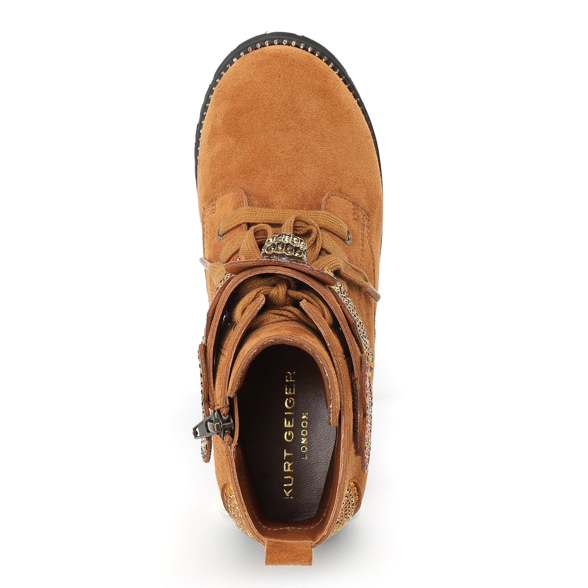 Mini Heart Lace Up Boot - Big Kids Brown