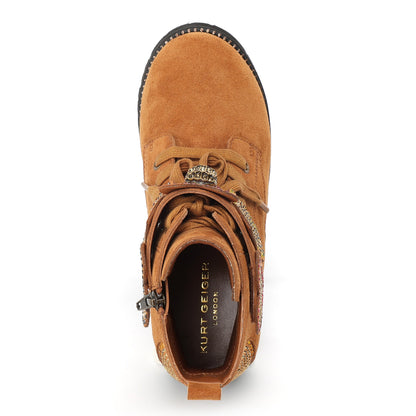 Mini Heart Lace Up Boot - Big Kids Brown