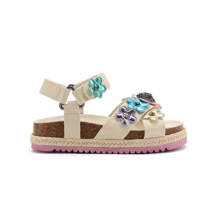 Mini Kensington Flower Sandal  - Big Kid Bone Multi