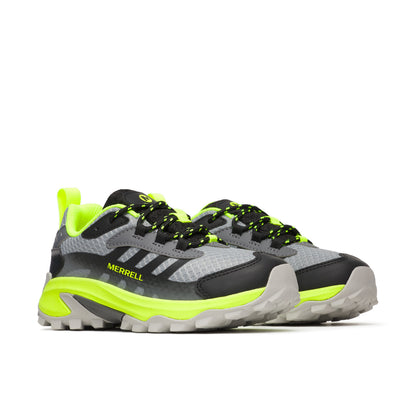 Moab Speed 2 Low Waterproof Sneaker - Big Kid Grey/Black/Citron