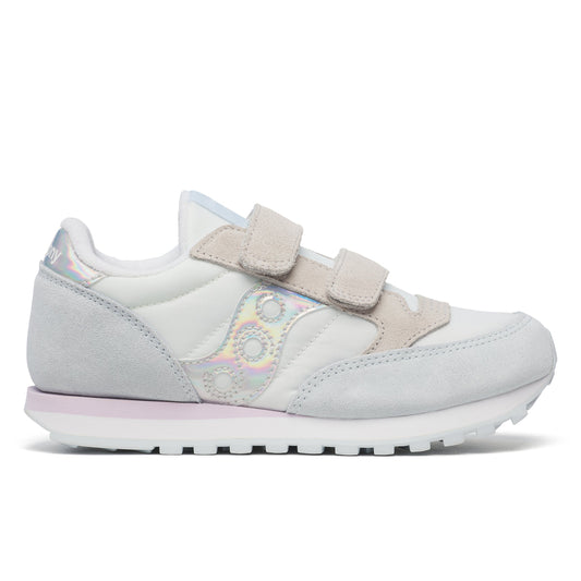 Jazz Double Hook & Loop Sneaker - Big Kid White/Blue